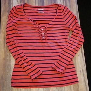 LIKE NEW Long-Sleeved Striped Henley